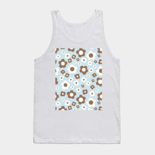 pastel blue and brown groovy retro y2k 2000s big pastel flower power 1960s 60s 70s danish aesthetics coconut girl ditsy daisies Tank Top